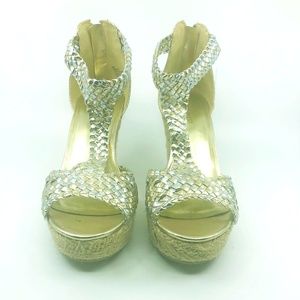 Nine West Gold/Silver Wedge Sandals OBSESSOL1